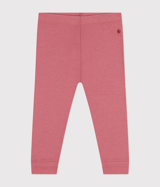 Babies' plain cotton leggings ROSEWOOD pink