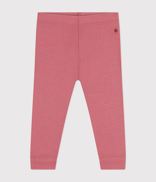 Babies' plain cotton leggings pink