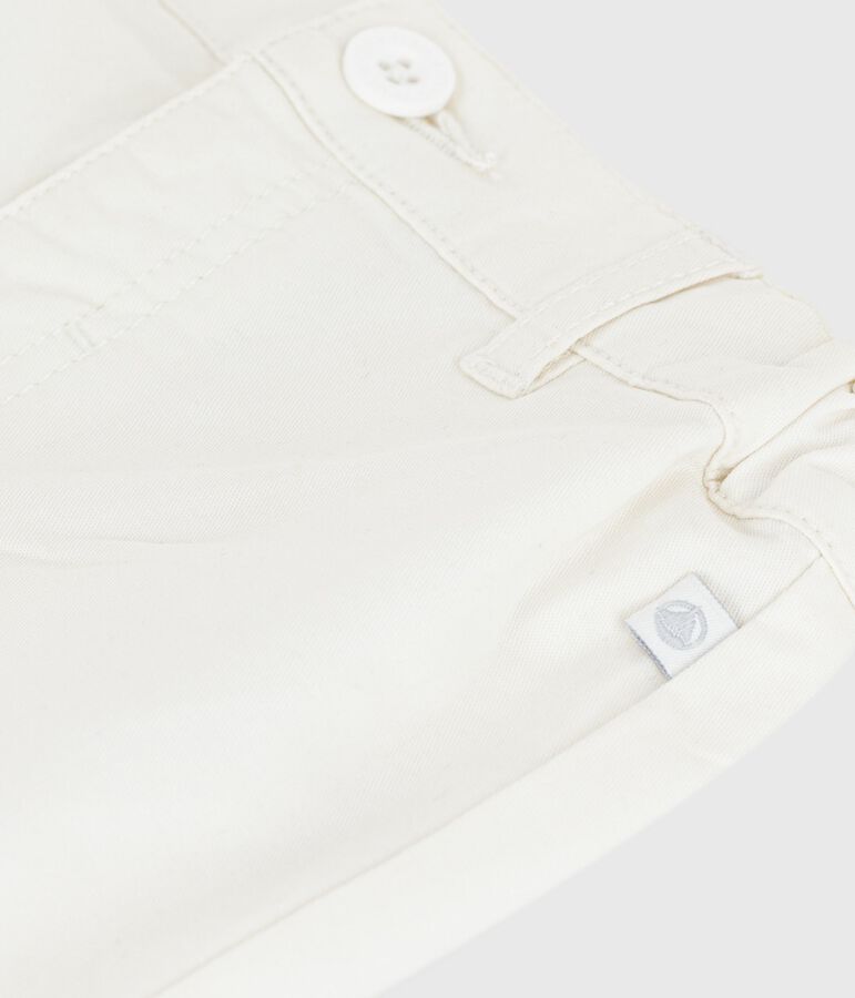 Babies' plain cotton shorts MARSHMALLOW white