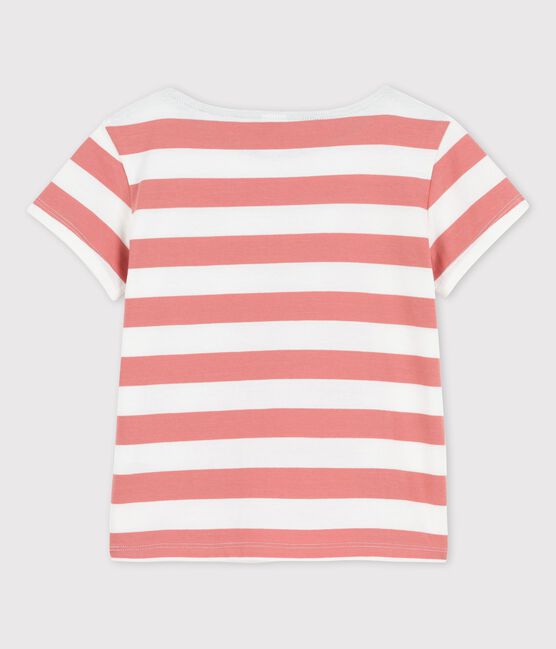 Girls' Short-Sleeved Cotton T-Shirt PAPAYE pink/MARSHMALLOW