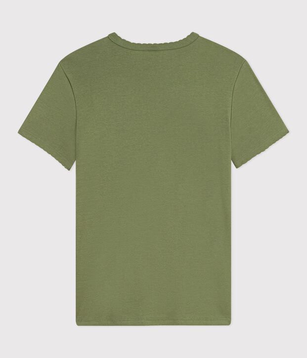 Women's short-sleeved plain cotton T-shirt green