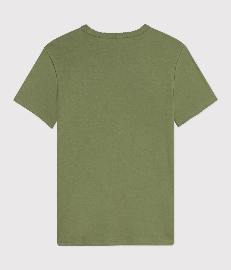 Women's short-sleeved plain cotton T-shirt green