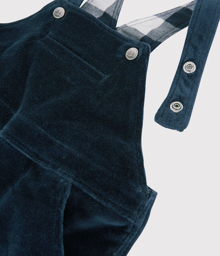 Babies' Velour Dungarees SMOKING blue