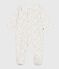 Babies' floral velour pyjama suit with a collar MARSHMALLOW white/MULTICO white