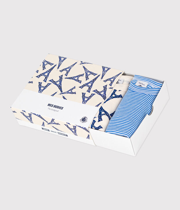 Babies' Paris-themed short-sleeved cotton bodysuits - 3-Pack multicolor