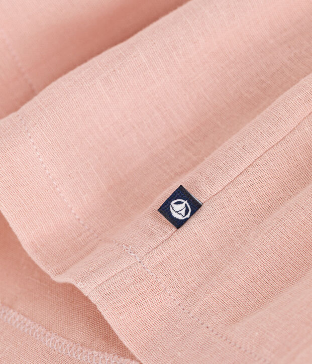 Little Girls' Short-Sleeved Thick Jersey and Cotton Gauze Dress pink/pink