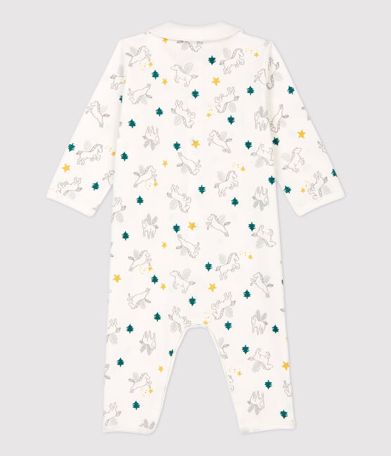 Babies' Footless Cotton Sleepsuit with Collar MARSHMALLOW white/MULTICO white