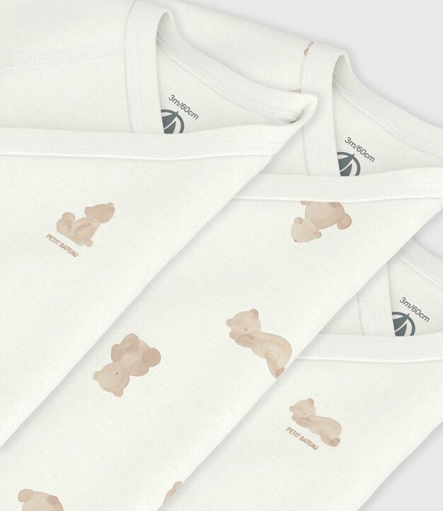 Pack of babies' short-sleeved printed cotton wrapover bodies multicolor
