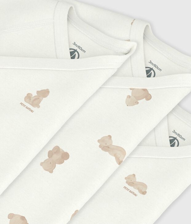 Pack of babies' short-sleeved printed cotton wrapover bodies multicolor