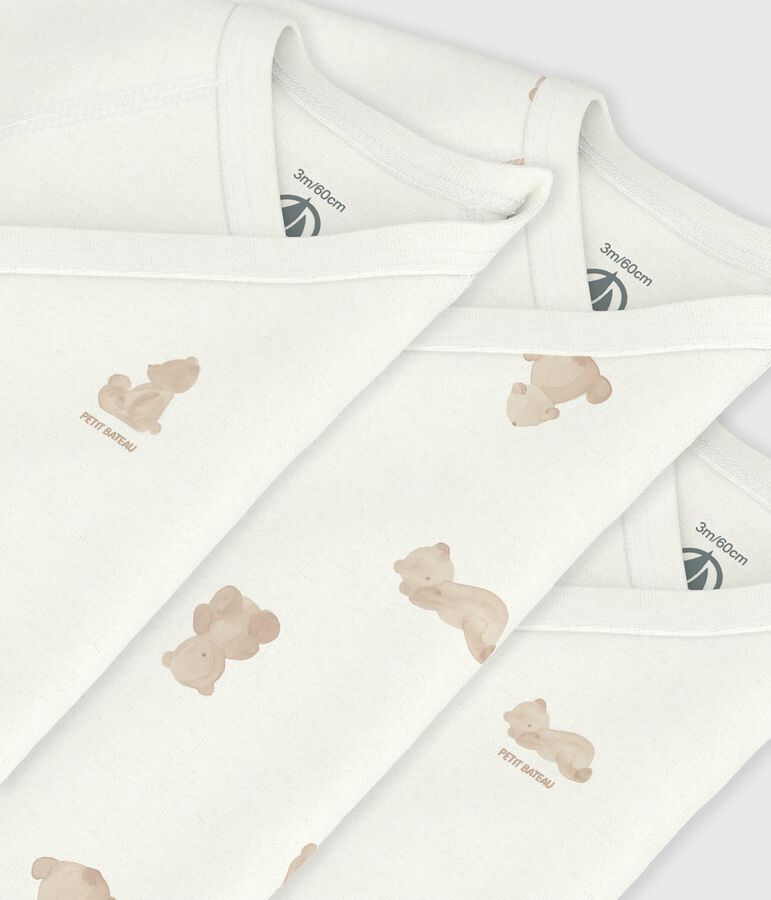 Pack of babies' short-sleeved printed cotton wrapover bodies variante 1