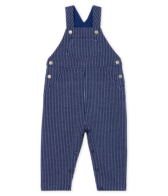 Baby Boys' Striped Knit Long Dungarees SMOKING blue/MARSHMALLOW white