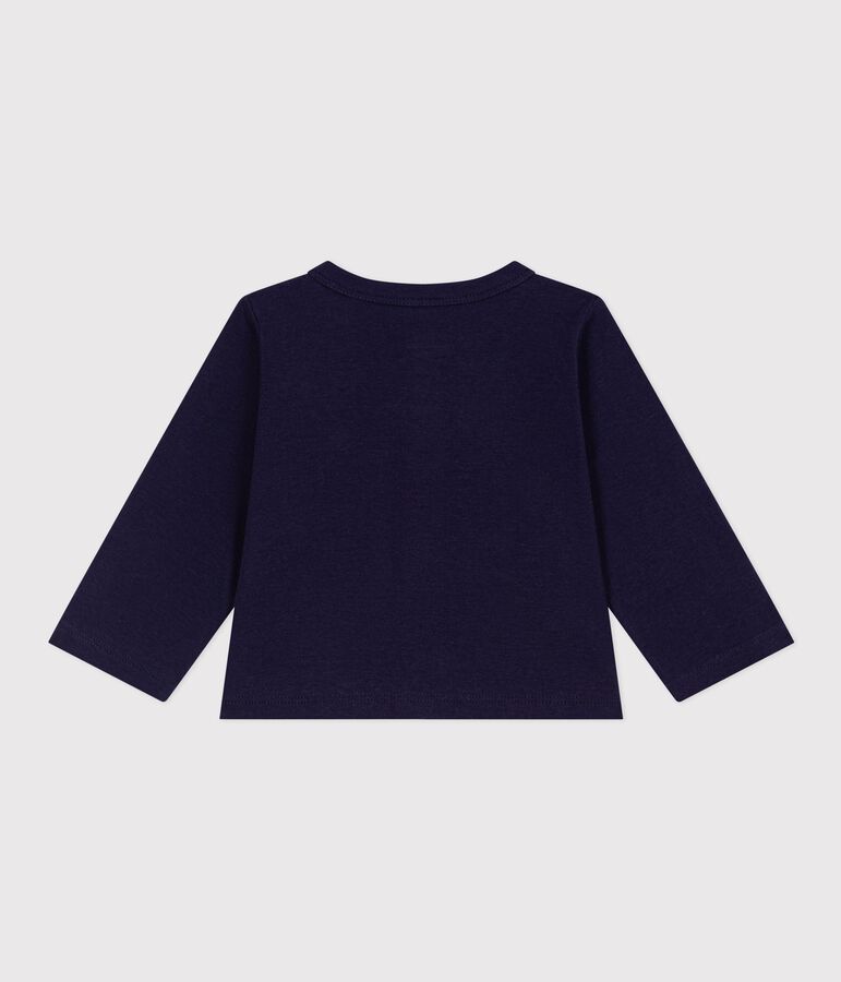 Babies' plain cotton cardigan blue