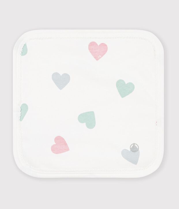 Baby wipes made of cotton and terry towelling printed with hearts white/multicolor
