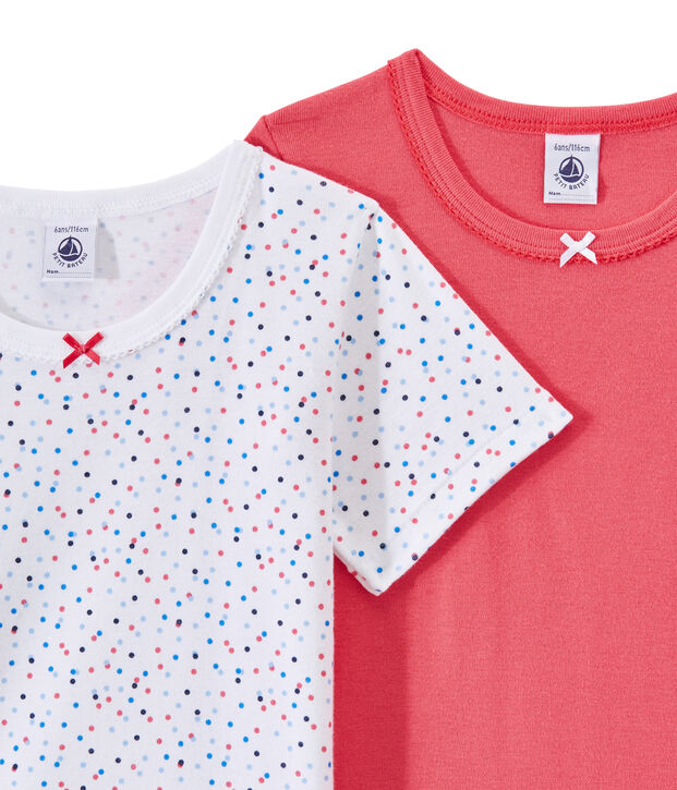 Set of 2 girls' short-sleeved t-shirts white