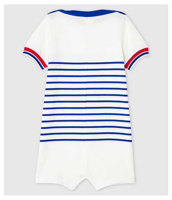 Baby Boys' Stripy Jersey Playsuit MARSHMALLOW white/SURF blue
