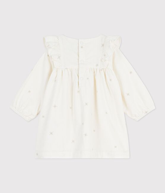 Babies' long-sleeved embroidered corduroy dress MILK Ecru/ARGENT