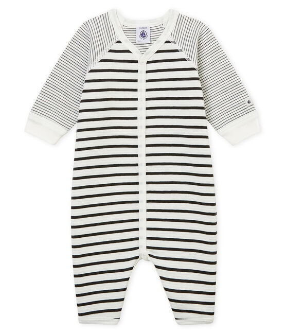 Baby Boys' Soft Footless Sleepsuit MARSHMALLOW white/CAPECOD grey