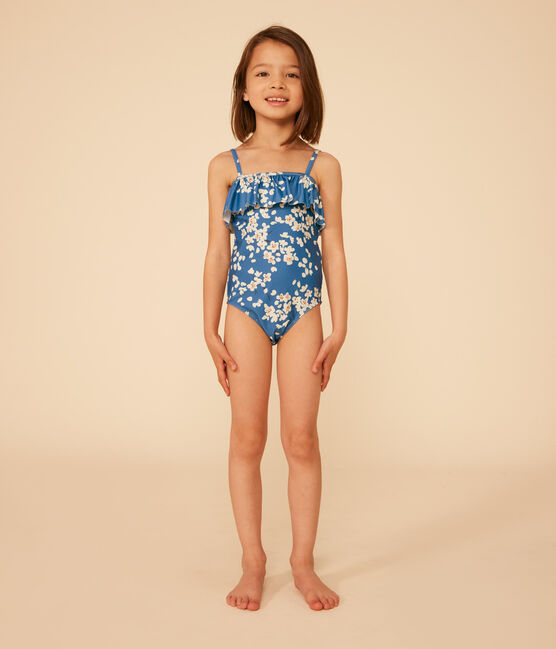 Girls' One-Piece Print Swimsuit BEACH blue/MULTICO