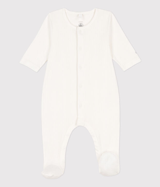 Cotton Drop Needle Rib Sleepsuit white