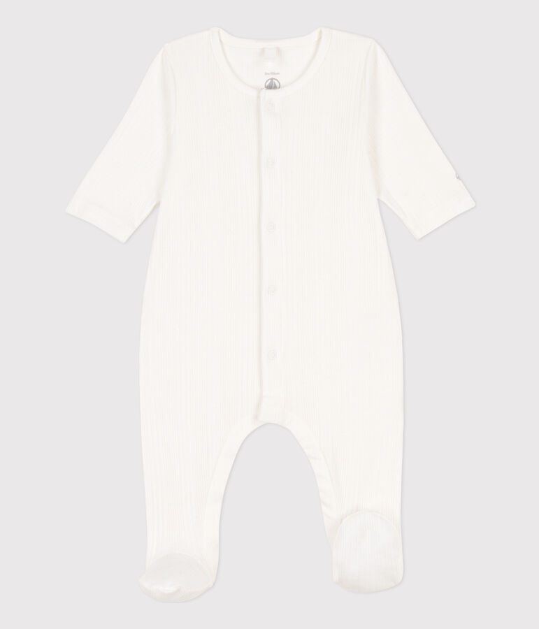 Cotton Drop Needle Rib Sleepsuit white
