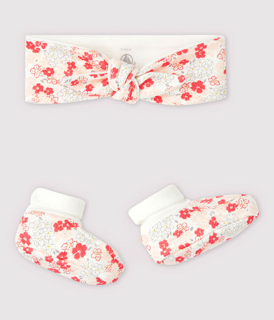 Baby Girls' Floral Organic Cotton Tube Knit Headband and Bootees Set variante 1