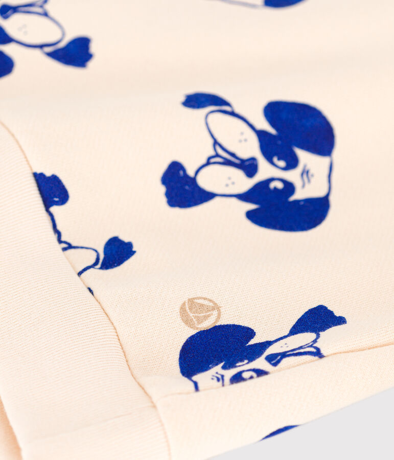 Children's unisex printed fleece sweatshirt Ecru/blue