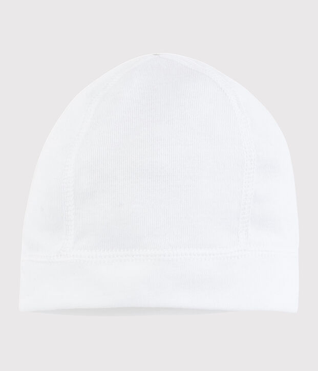 Newborn Babies' White Cotton Bonnet white