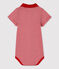 Baby Boys' Short-Sleeved Cotton Bodysuit with Polo Shirt Collar TERKUIT red/MARSHMALLOW white