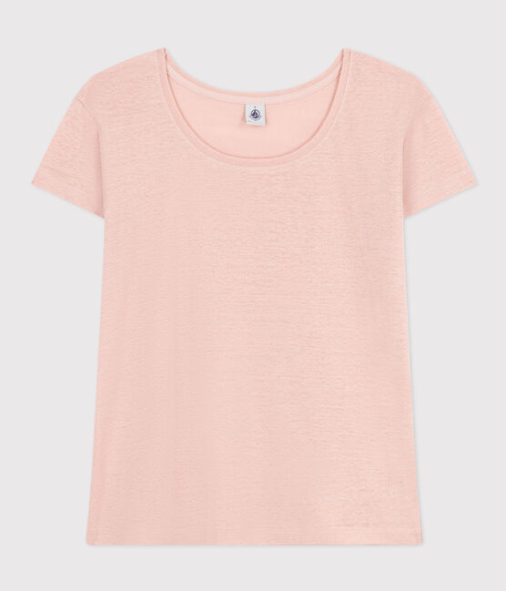 Women's Straight Round-Neck Linen T-Shirt SALINE pink