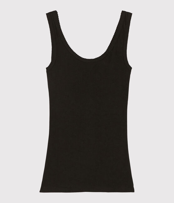 Women's Wool/Cotton Blend Vest Top NOIR black