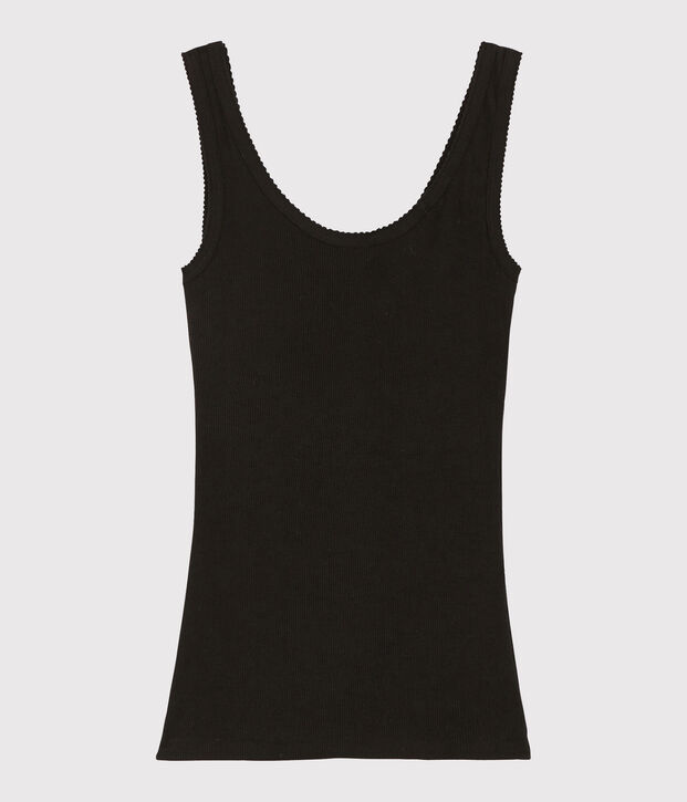 Women's Wool/Cotton Blend Vest Top black