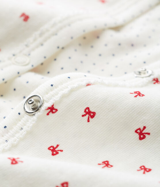 Baby Girls' Tube Knit Sleepsuit MARSHMALLOW white/TERKUIT red