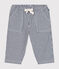 Babies' cotton canvas trousers MEDIEVAL blue/MARSHMALLOW white