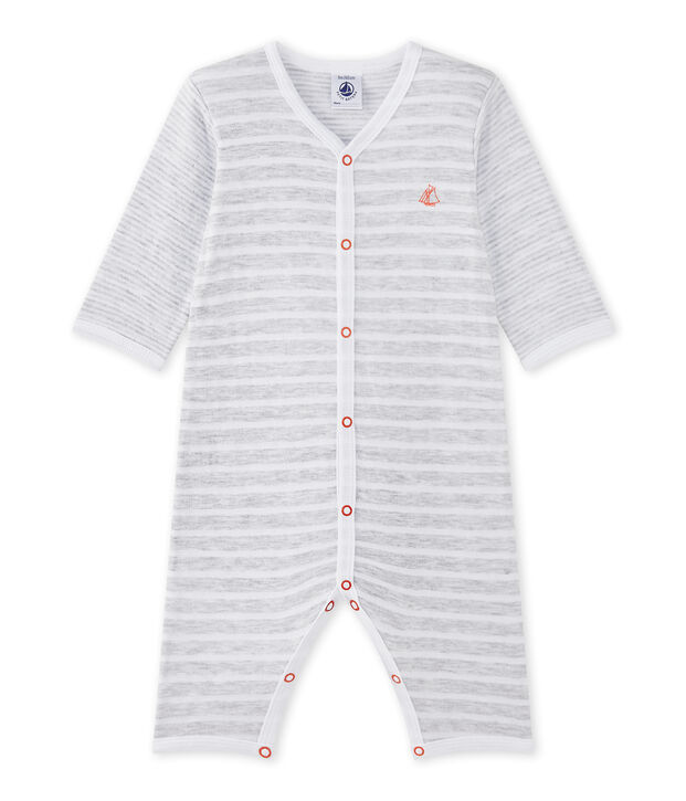 Baby boy's footless sleepsuit grey/white