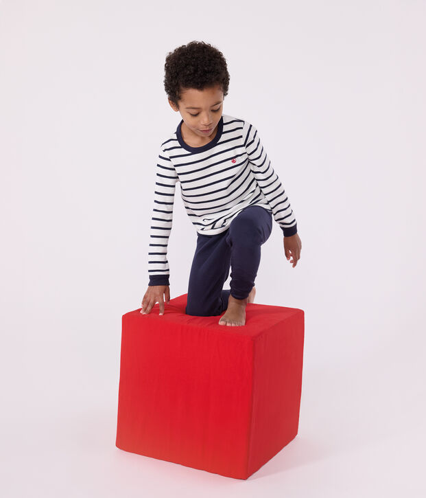 Boys' Cotton Pyjamas with Sailor Stripes white/blue