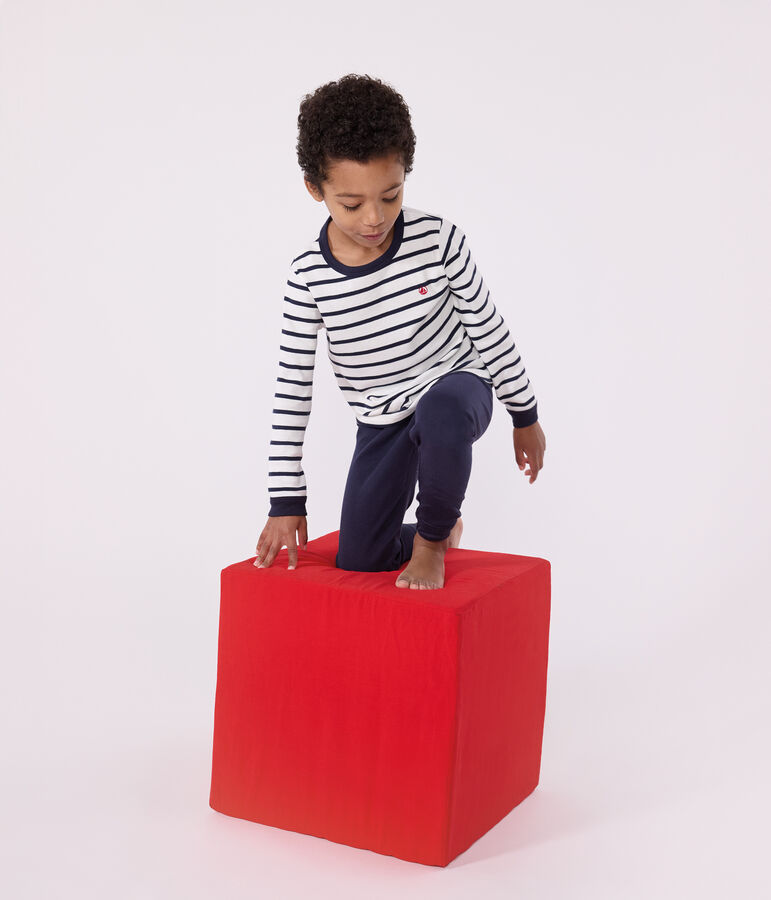Boys' Cotton Pyjamas with Sailor Stripes white/blue