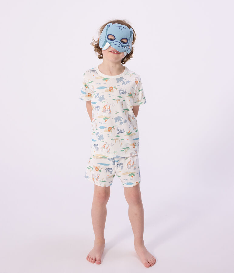 Children's short savannah print cotton fancy dress pyjamas white/multicolor