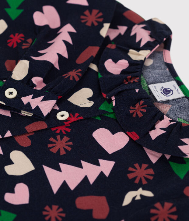 Little girl's long-sleeved flannel blouse blue/multicolor