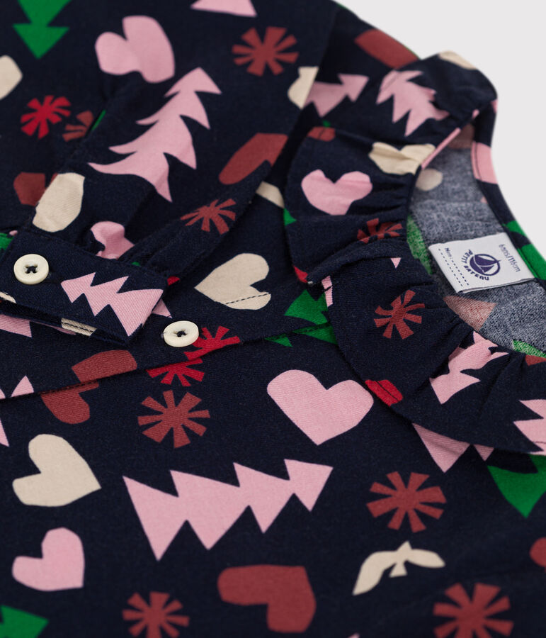 Little girl's long-sleeved flannel blouse blue/multicolor