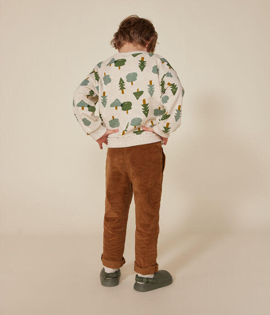 Boys' fleece sweatshirt MONTELIMAR beige/MULTICO white