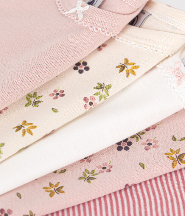 Babies' long-sleeved floral cotton bodysuits - 5-pack multicolor