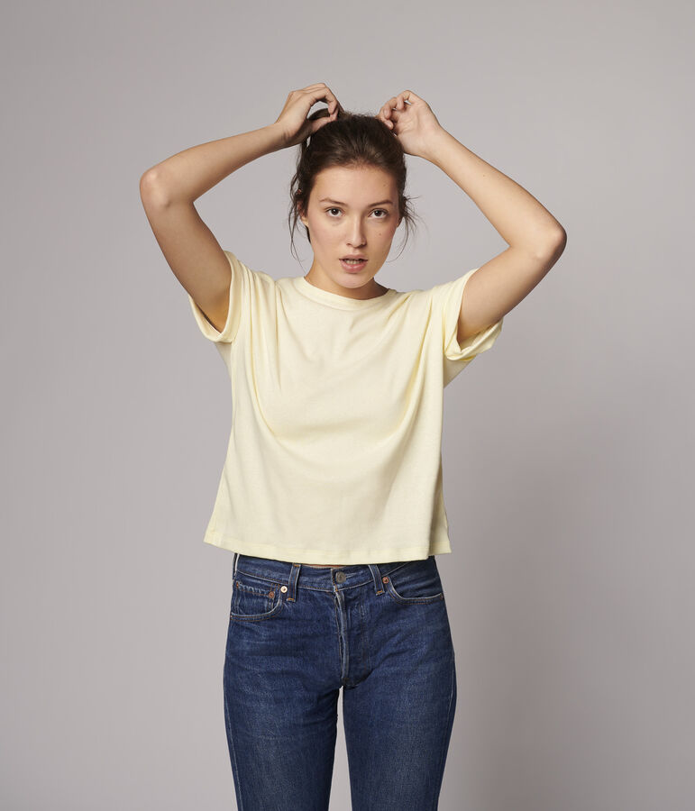 Women's Plain Linen and Cotton Blend T-Shirt white