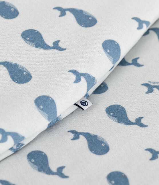 Babies' 3 TOG whale-print velour sleeping bag CO2 /ADRIATIC