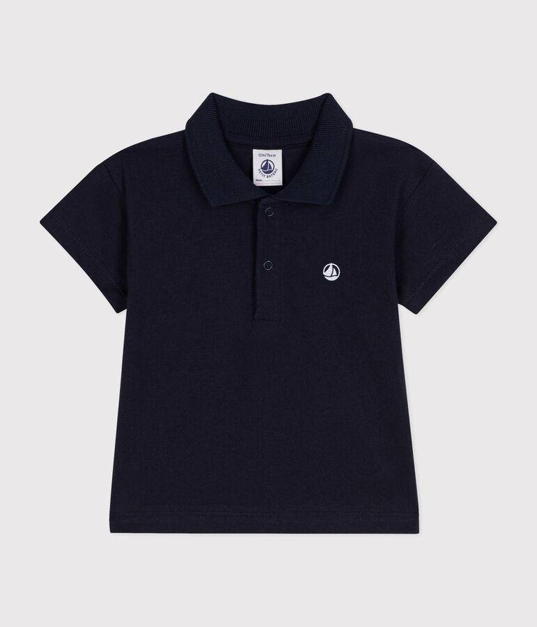 Babies' Short-Sleeved Cotton Polo Shirt blue