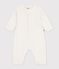 Babies' jumpsuit in a plain wool and cotton knit white