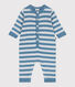Babies' stripy wool and cotton knit playsuit