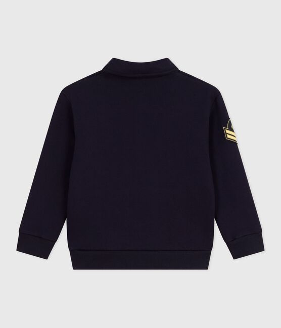 Children's plain cotton polo-style sweatshirt SMOKING blue