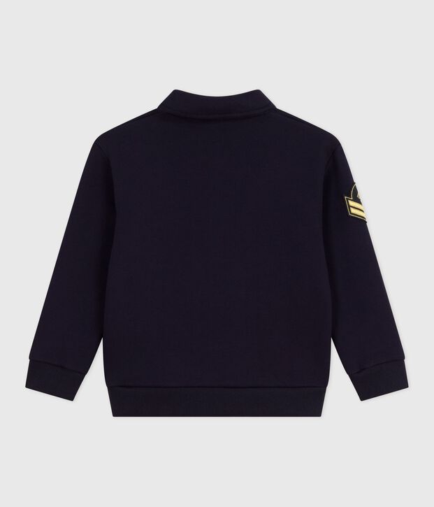 Children's plain cotton polo-style sweatshirt blue