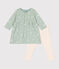 Babies' cotton dress and leggings HERBIER green/MULTICO white