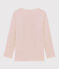 Girls' Pinstriped Long-Sleeved Wool/Cotton T-Shirt CHARME pink/MARSHMALLOW white